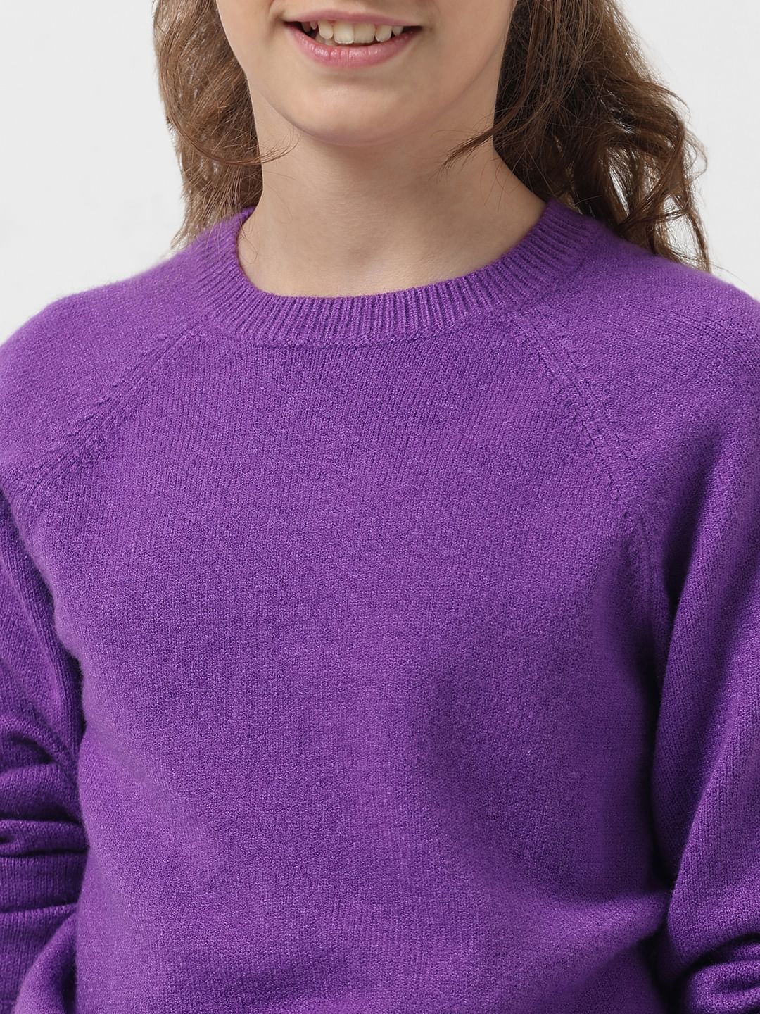 Girl Dark Purple Full Sleeves Pullover - Image 4