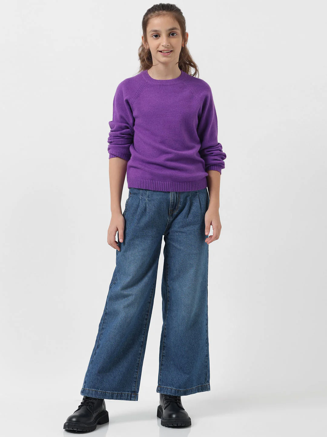 Girl Dark Purple Full Sleeves Pullover - Image 5
