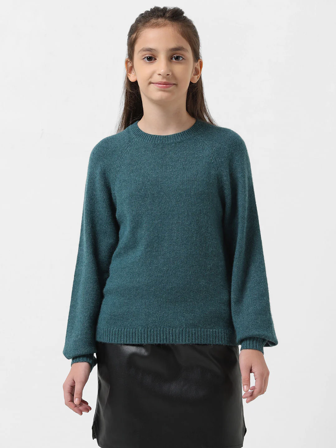 Girl Dark Green Full Sleeves Pullover - Image 3