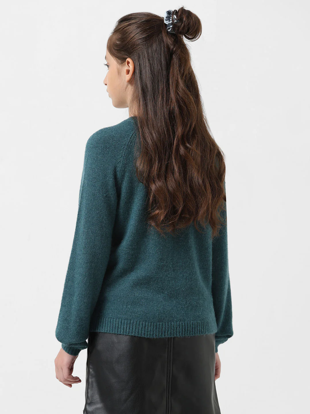 Girl Dark Green Full Sleeves Pullover - Image 4