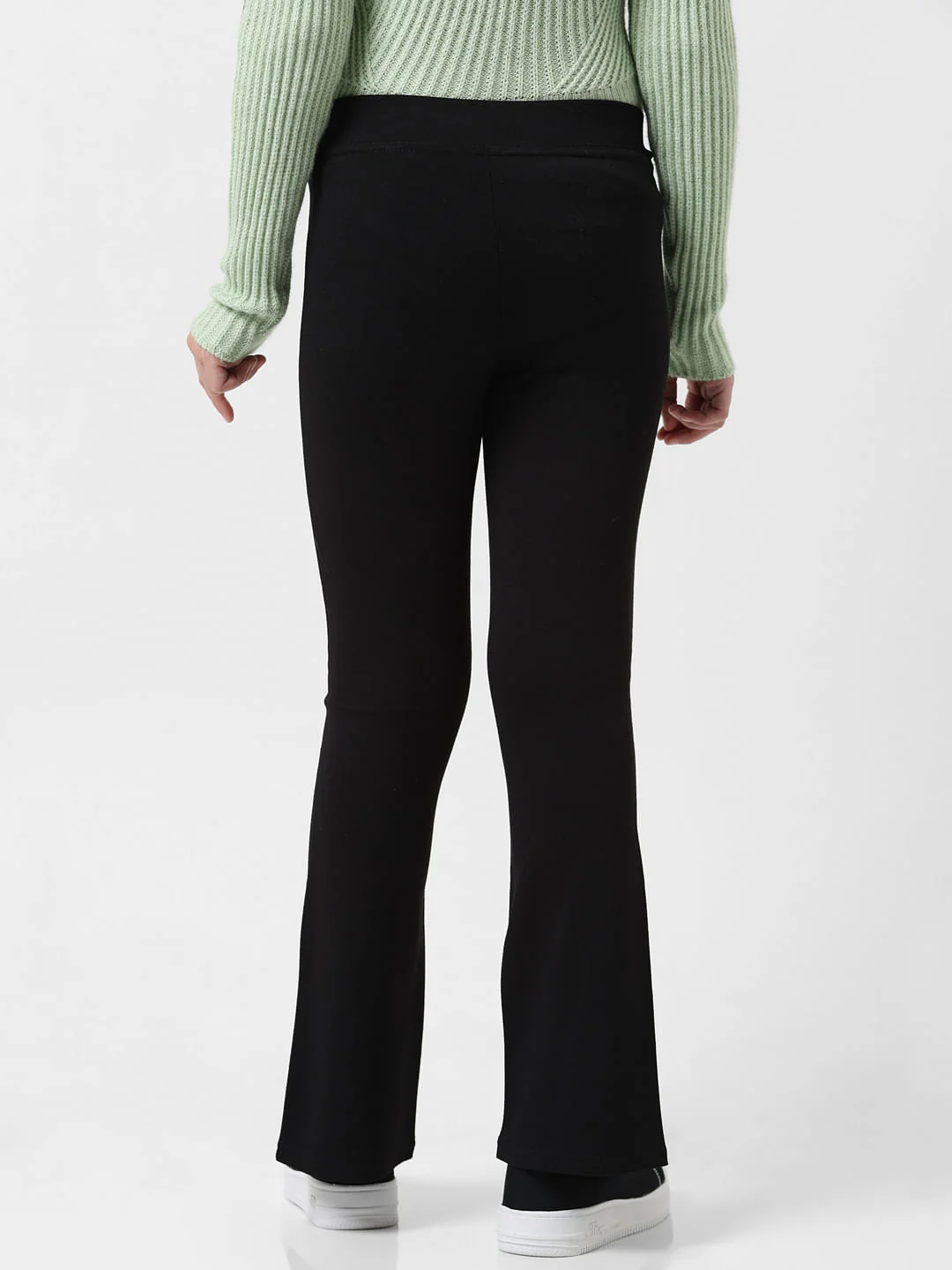 Girl Black Mid Rise Slit Flared Pants - Image 3