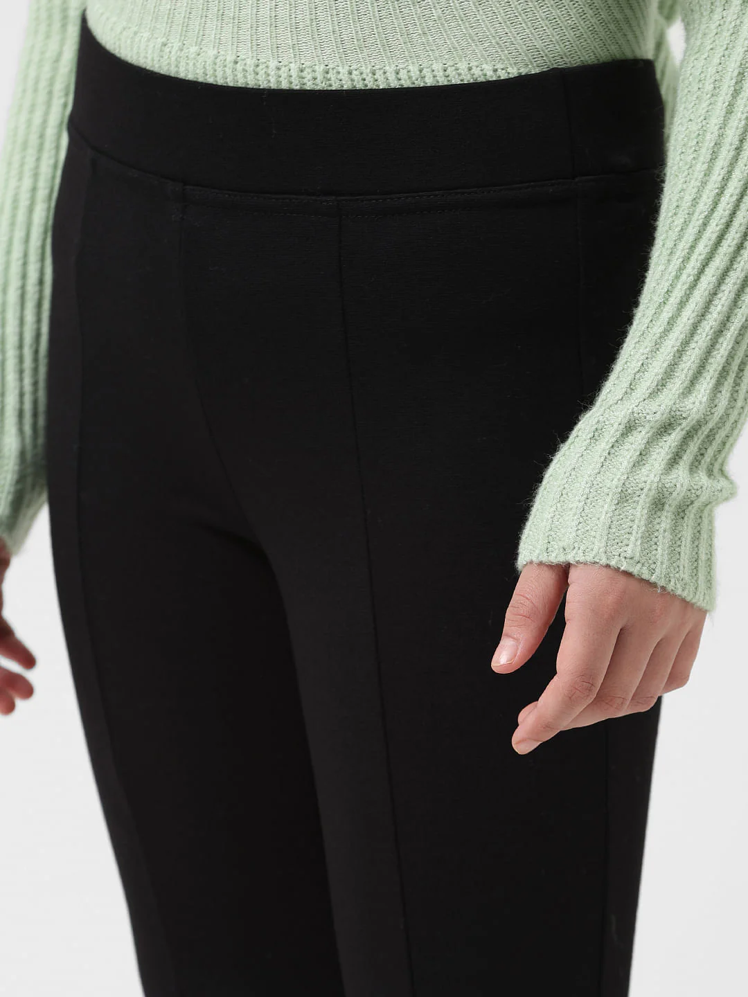 Girl Black Mid Rise Slit Flared Pants - Image 4