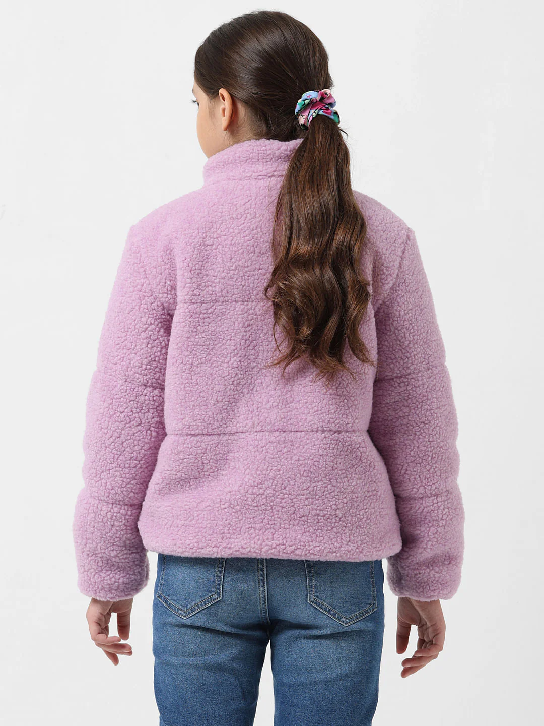 Girl Purple High-Neck Teddy Jacket - Image 2