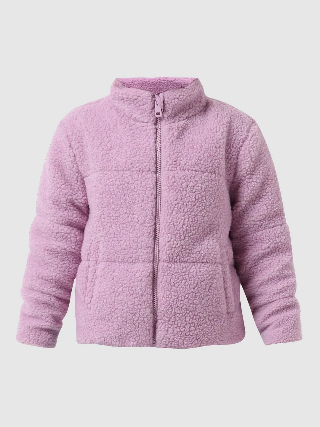 Girl Purple High-Neck Teddy Jacket - Image 5