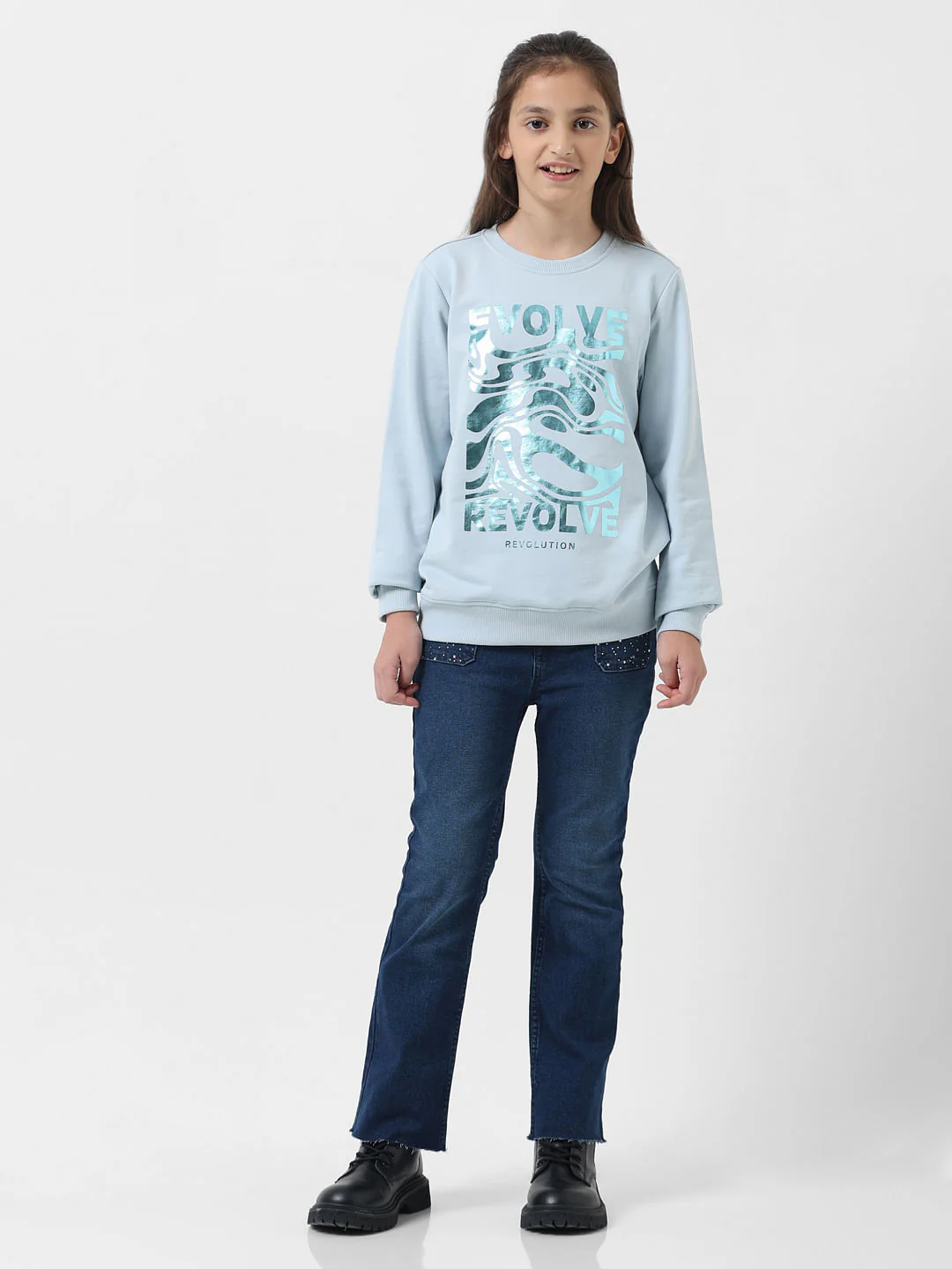Girl Blue Graphic Print Sweatshirt - Image 5
