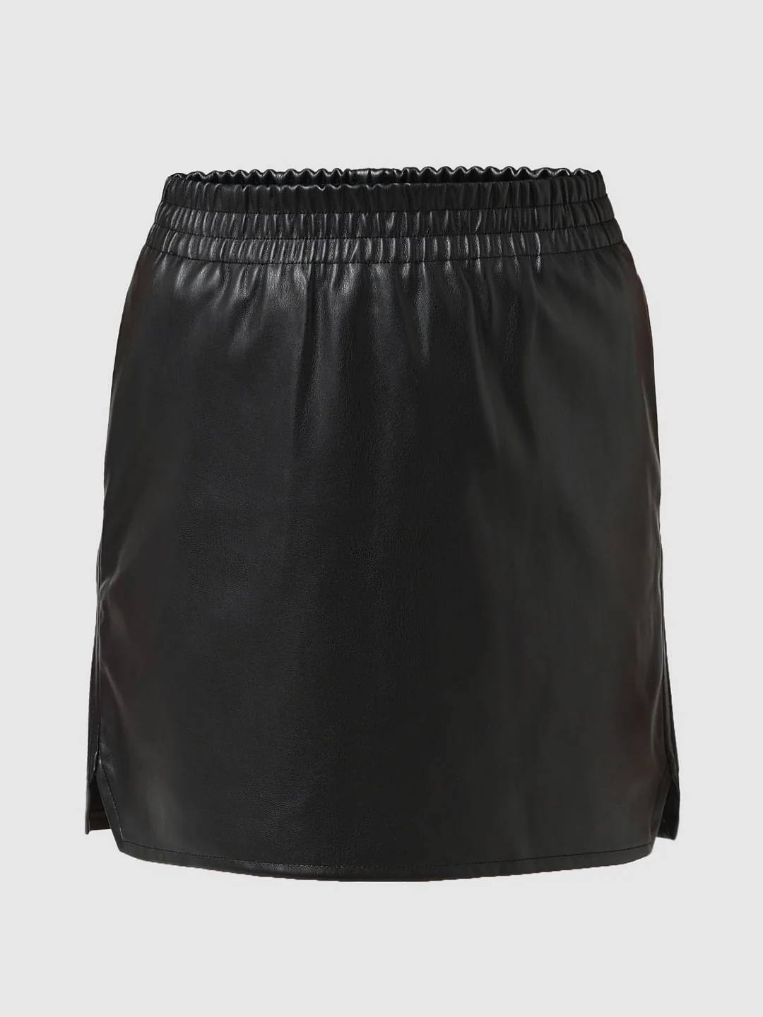 Girl Black Mid Rise Faux Leather Pull-Up Skirt - Image 5