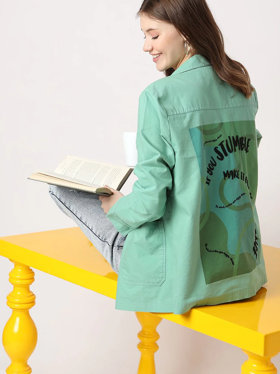 Green Artwork Print Shacket