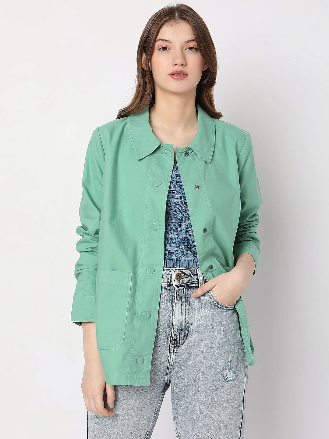 Green Artwork Print Shacket - Image 2