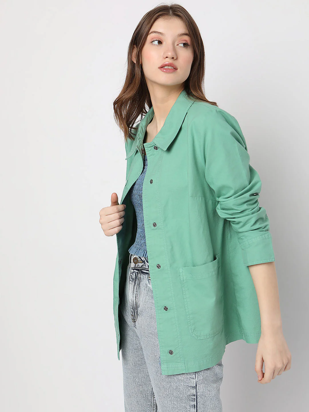 Green Artwork Print Shacket - Image 3