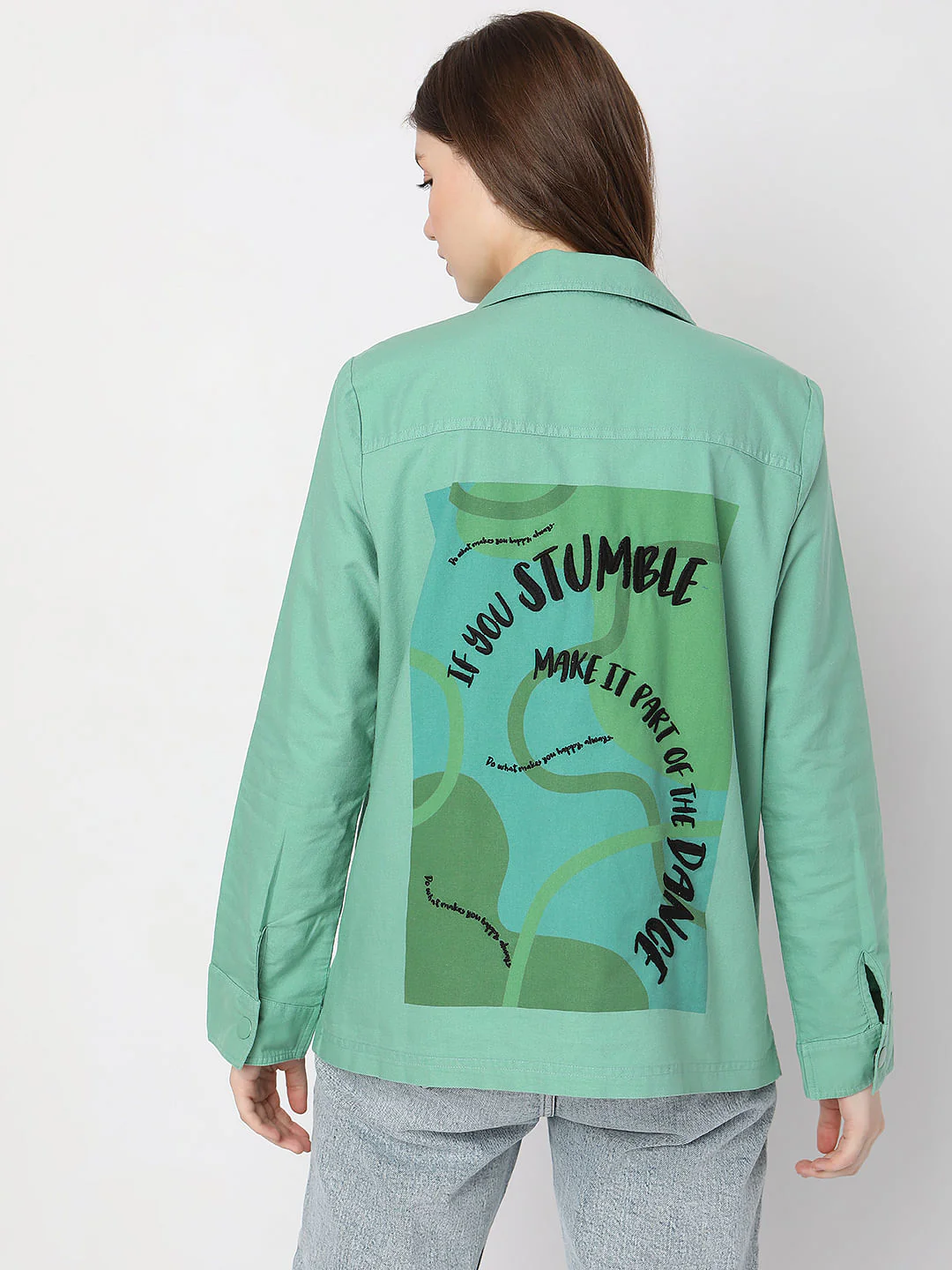 Green Artwork Print Shacket - Image 4