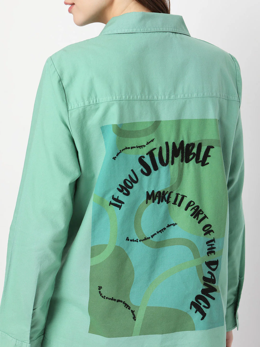 Green Artwork Print Shacket - Image 6
