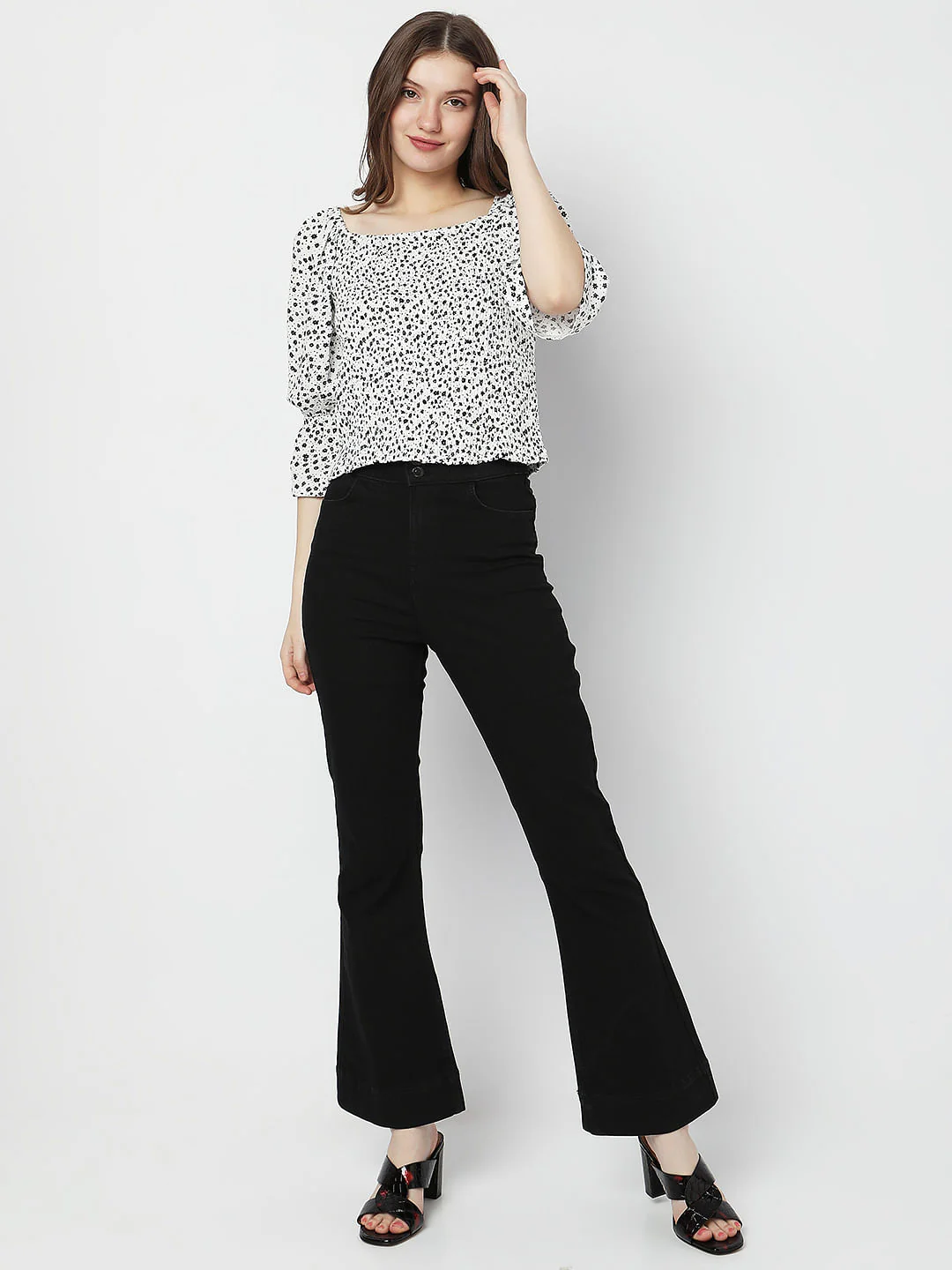 White Floral Smocked Top - Image 5