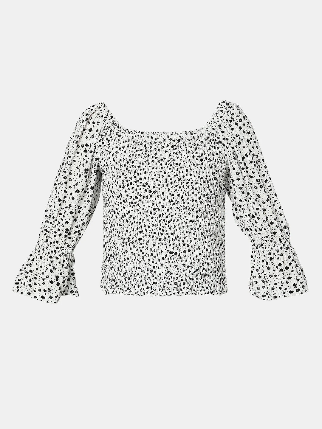 White Floral Smocked Top - Image 7