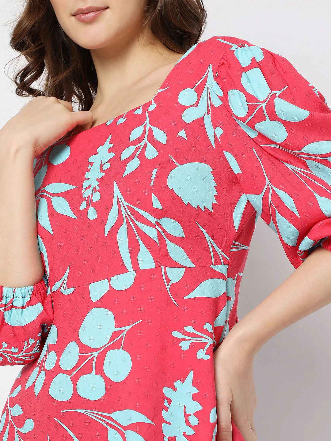 Fuchsia Printed Peplum Top - Image 6