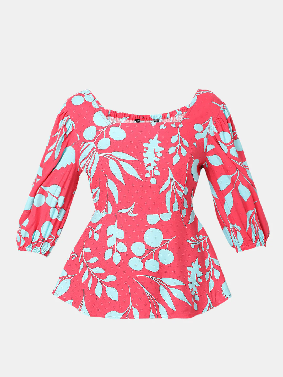 Fuchsia Printed Peplum Top - Image 7