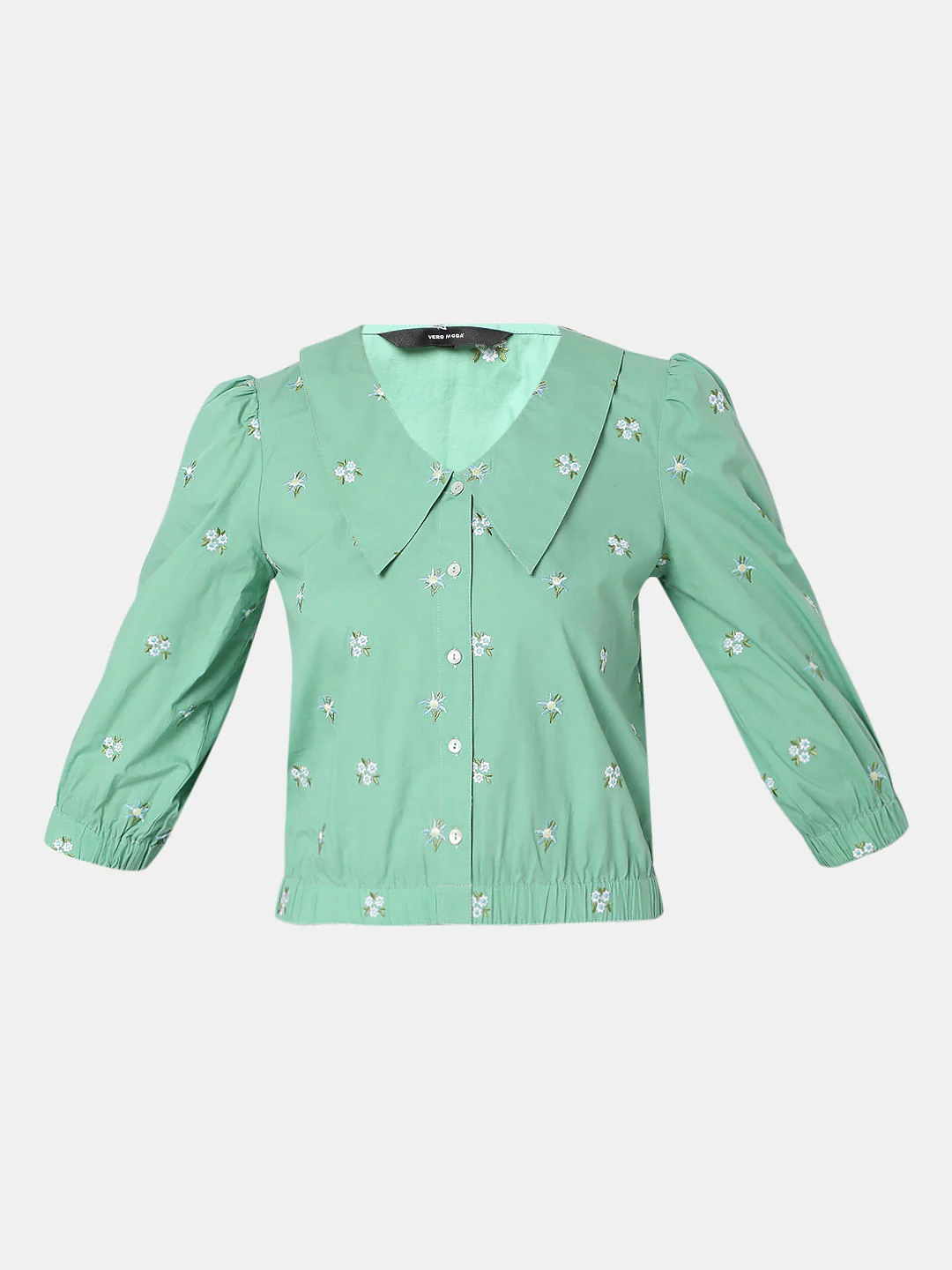 Green Cropped Floral Top - Image 7