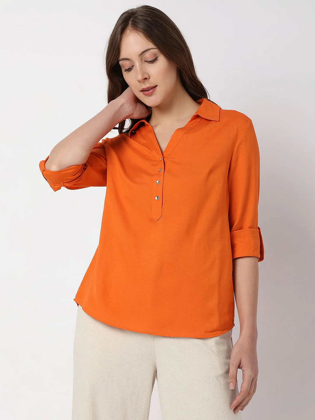 Orange Asymmetric Shirt - Image 2