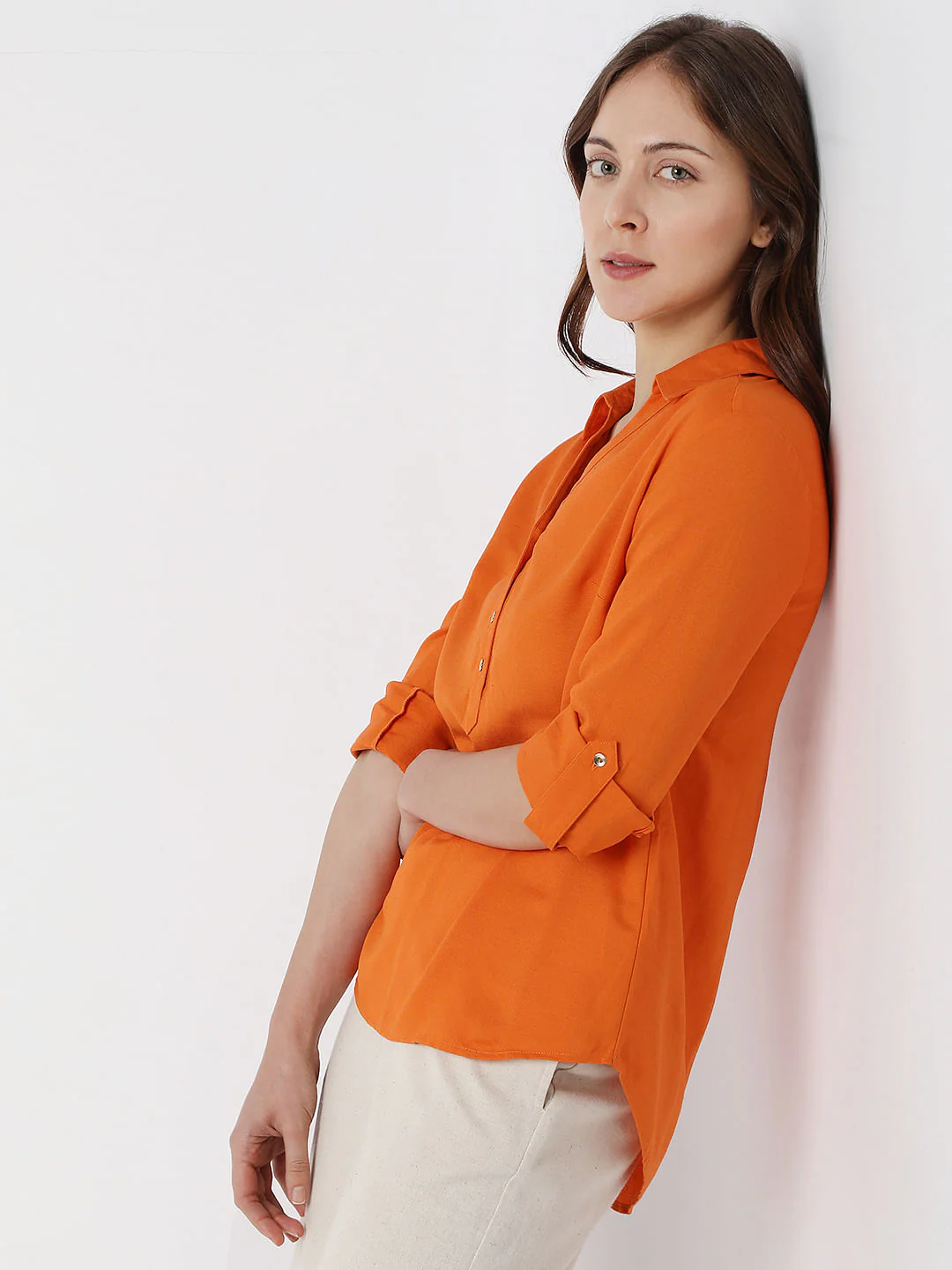 Orange Asymmetric Shirt - Image 3