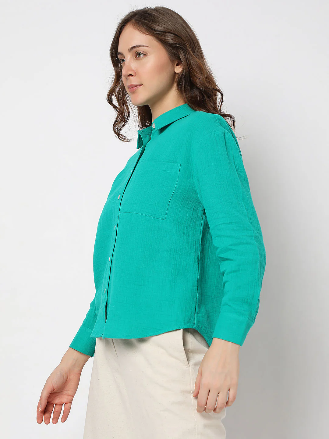 Green Drop Shoulder Shirt - Image 3