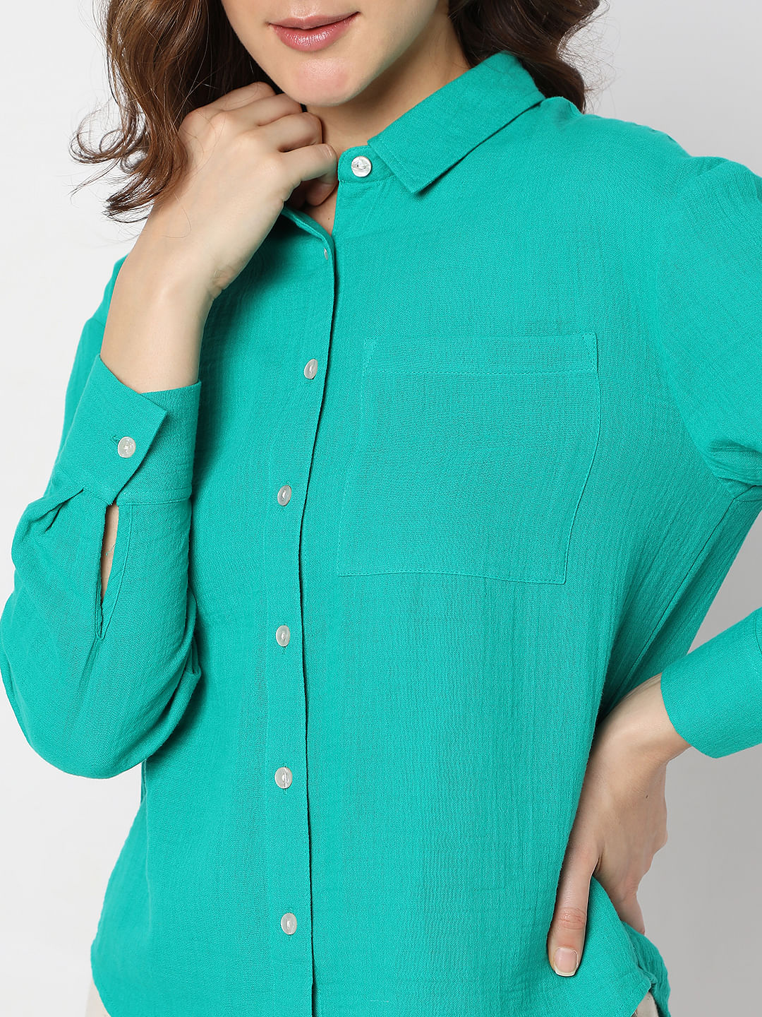 Green Drop Shoulder Shirt - Image 6