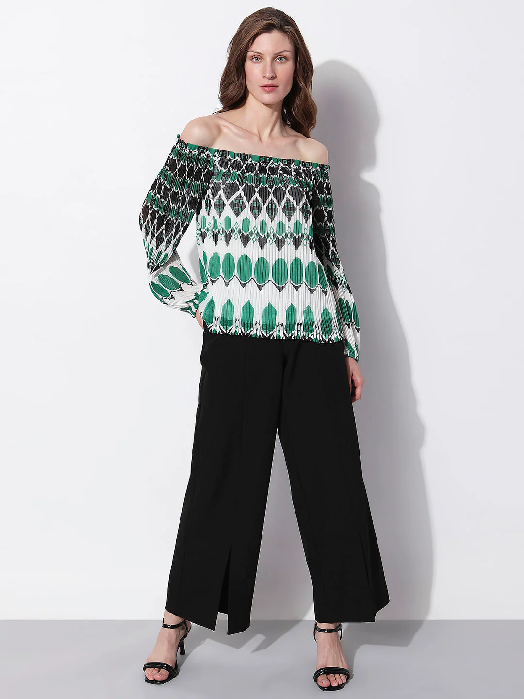 Green Geometric Print Top - Image 5