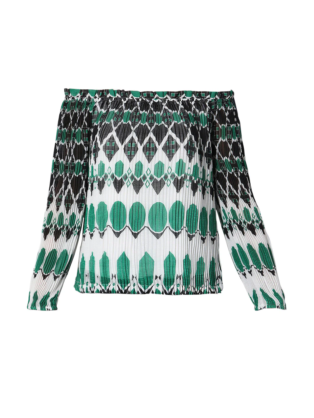 Green Geometric Print Top - Image 7
