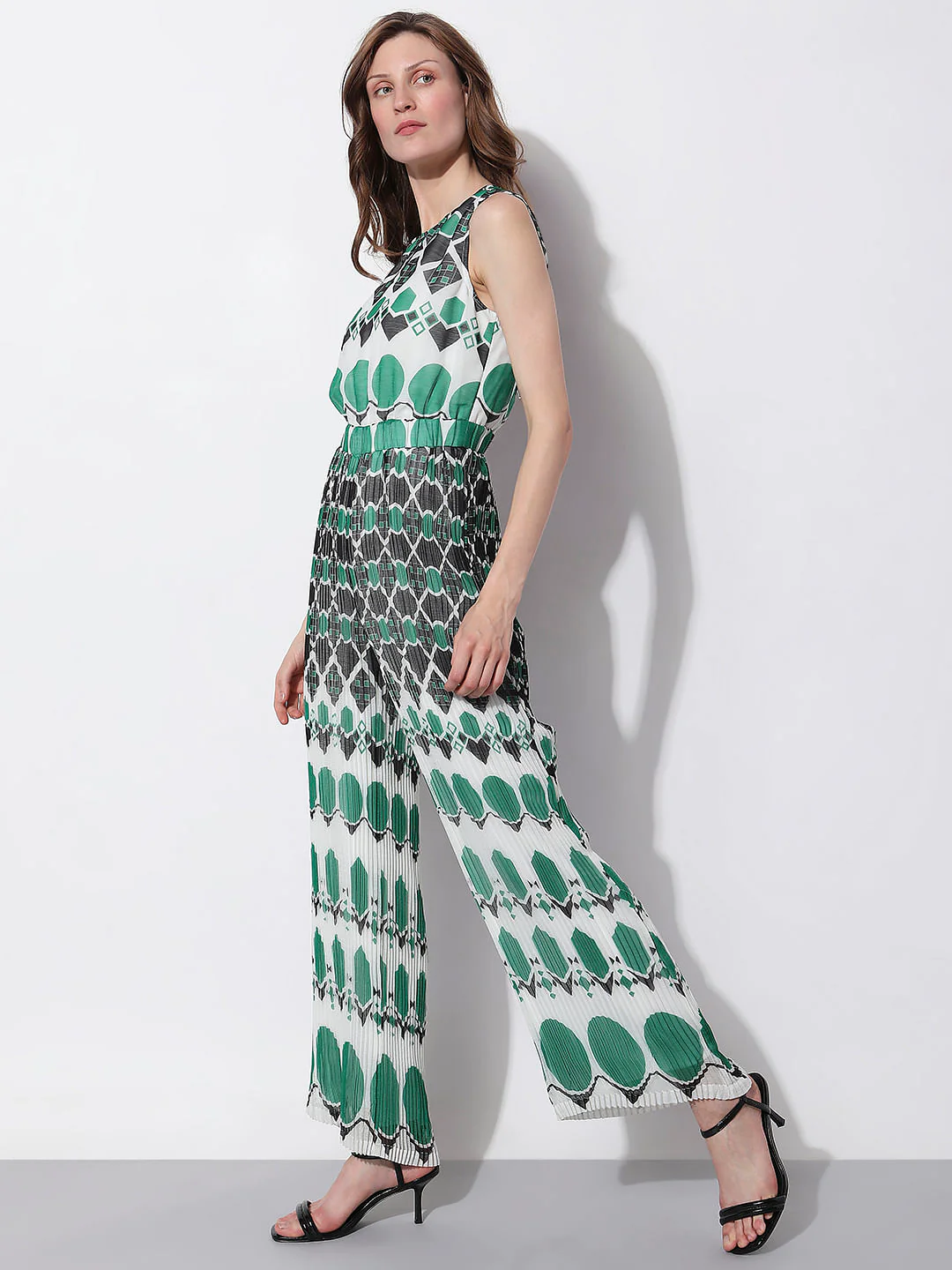Green Geometric Print Jumpsuit - Image 3