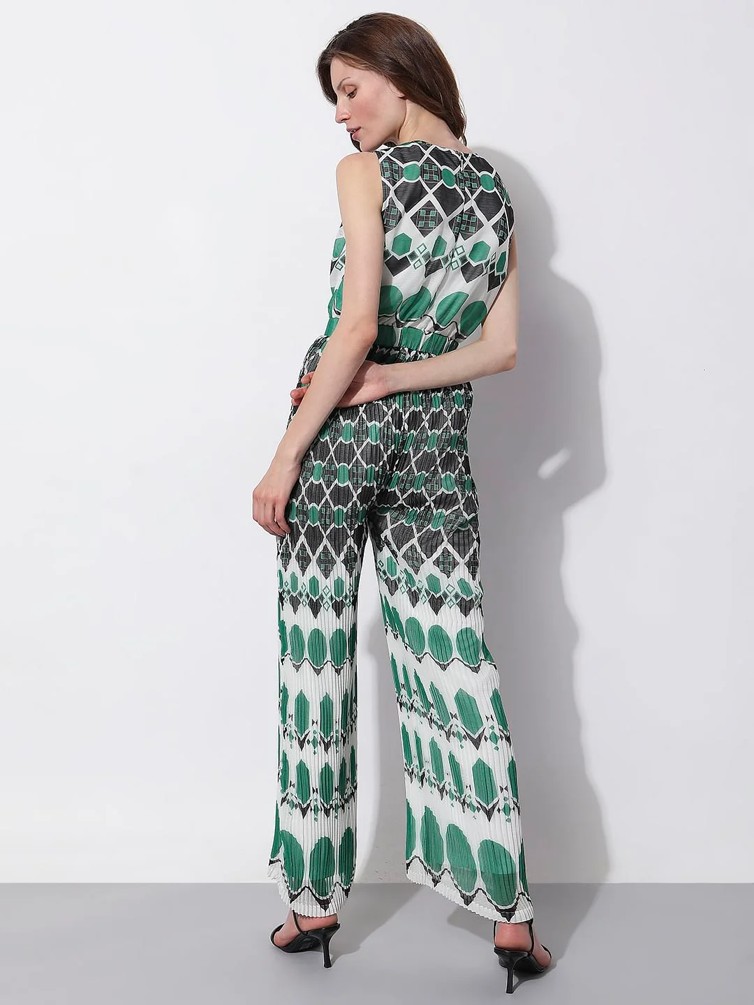 Green Geometric Print Jumpsuit - Image 4