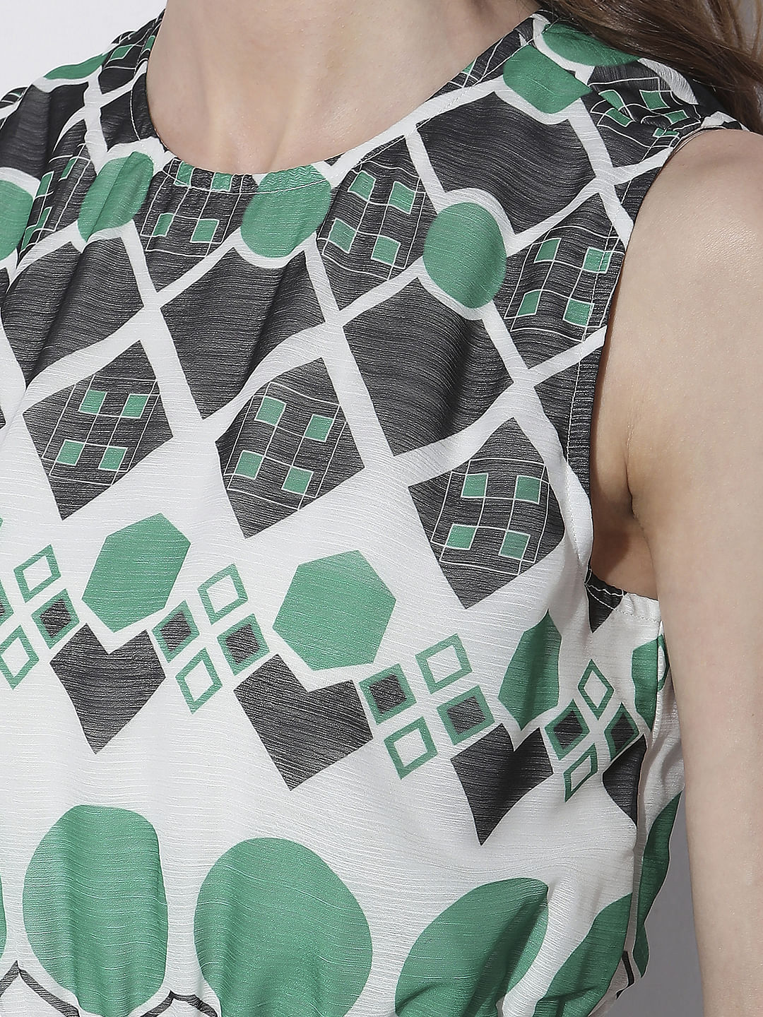 Green Geometric Print Jumpsuit - Image 7
