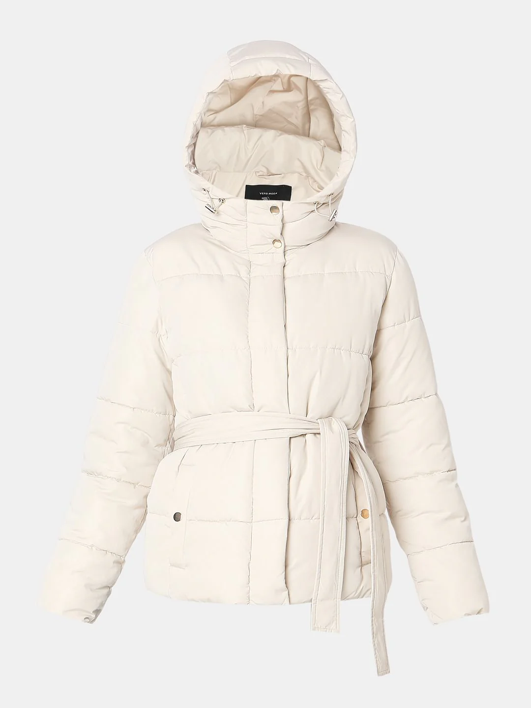 Beige Hooded Puffer Jacket - Image 7