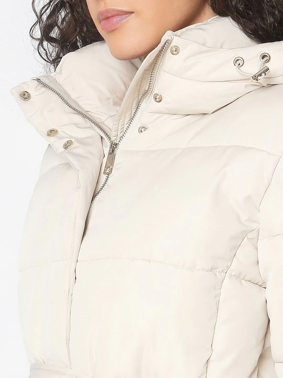 Beige Hooded Puffer Jacket - Image 8