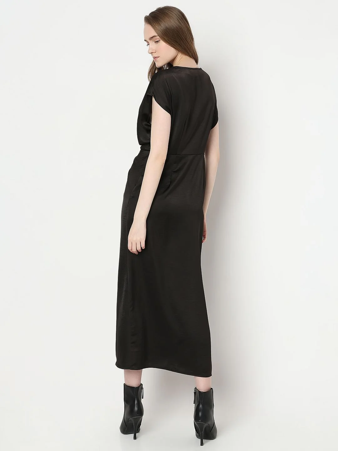 Black Front Knot Midi Dress - Image 4