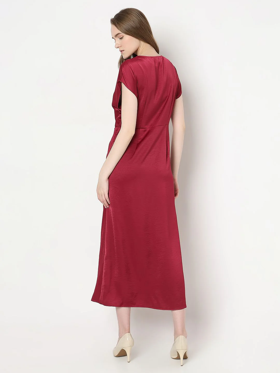 Red Front Knot Midi Dress - Image 4