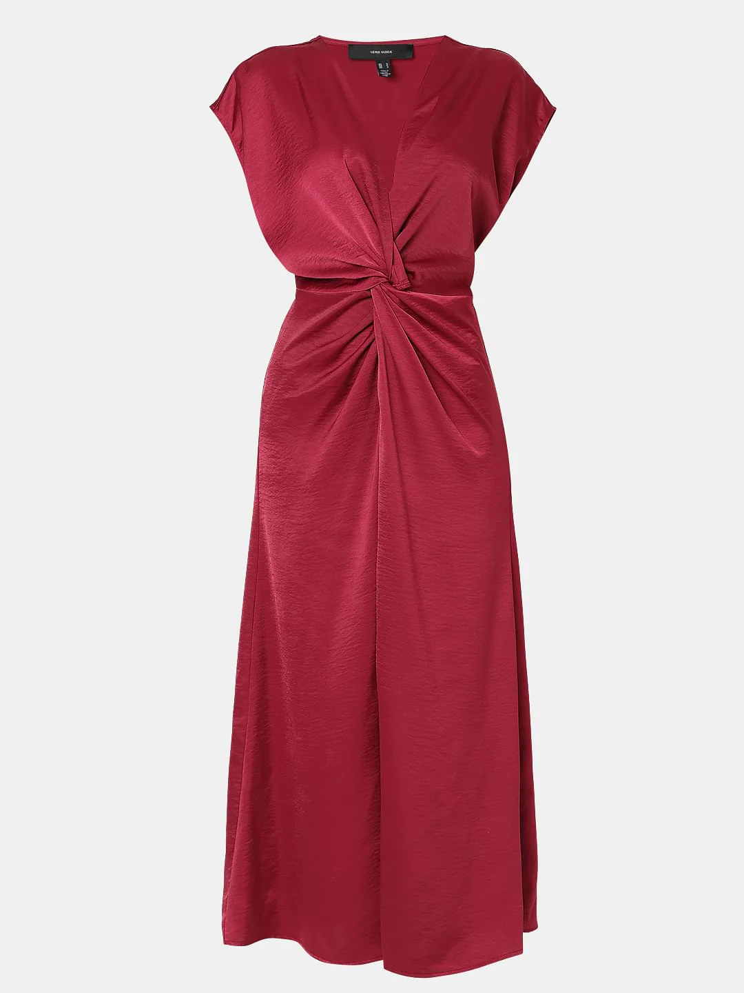 Red Front Knot Midi Dress - Image 7