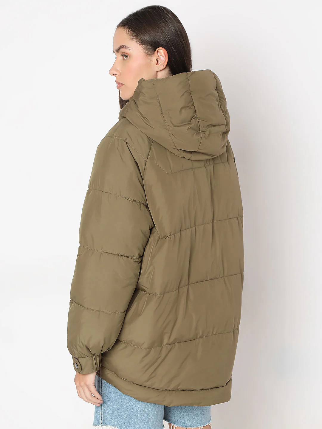 Brown Hooded Oversized Puffer Jacket - Image 4