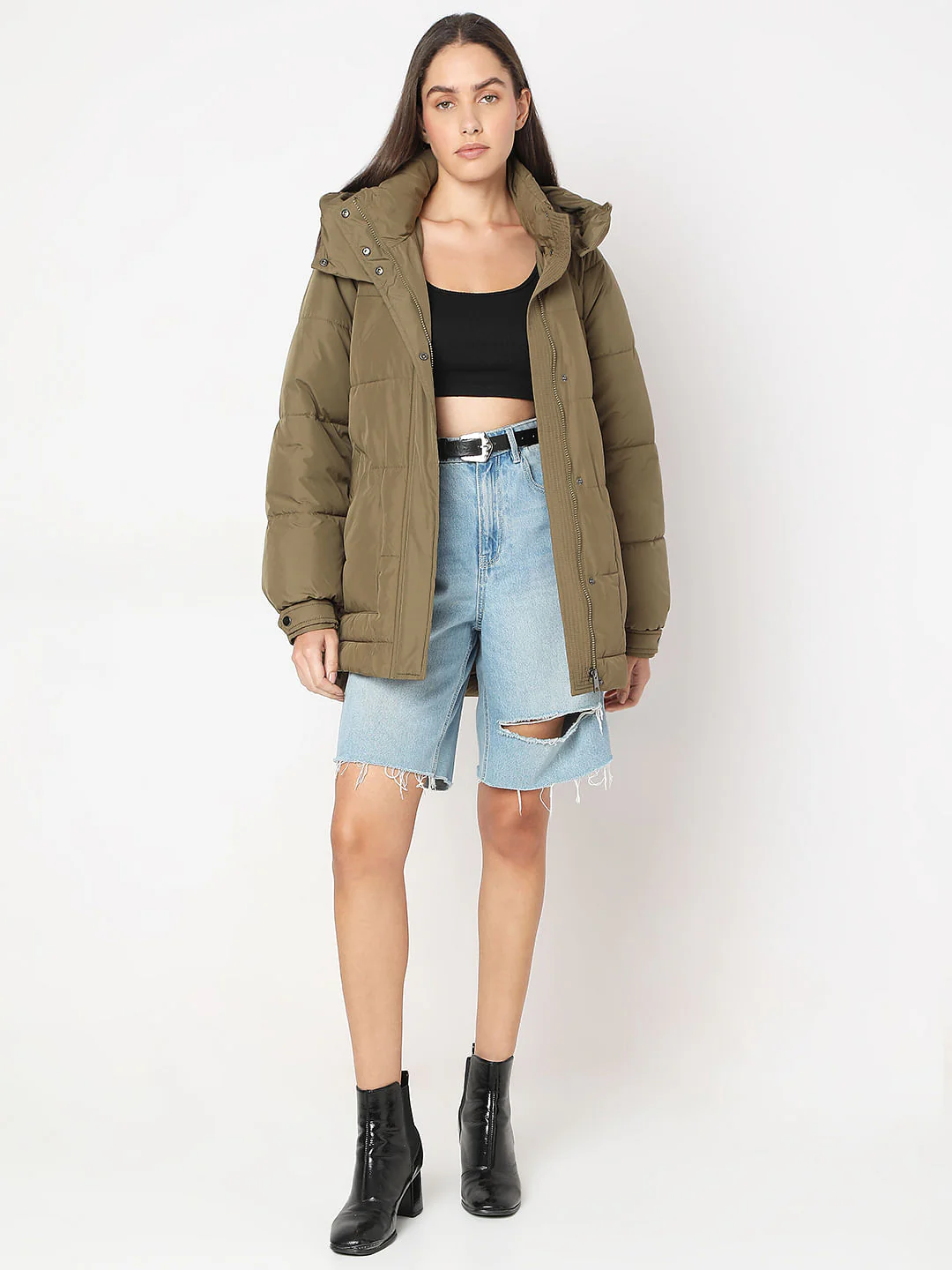 Brown Hooded Oversized Puffer Jacket - Image 5