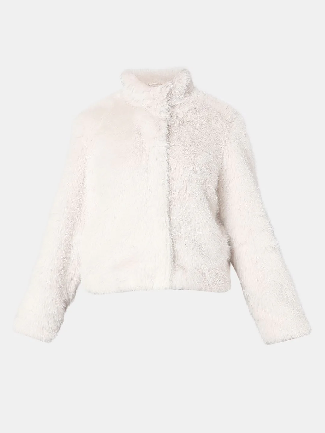 Beige Furry Hooded Short Jacket - Image 7