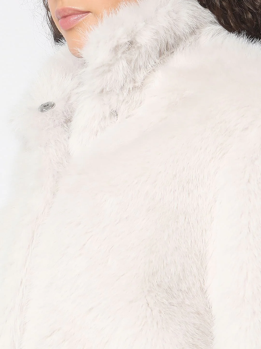 Beige Furry Hooded Short Jacket - Image 8