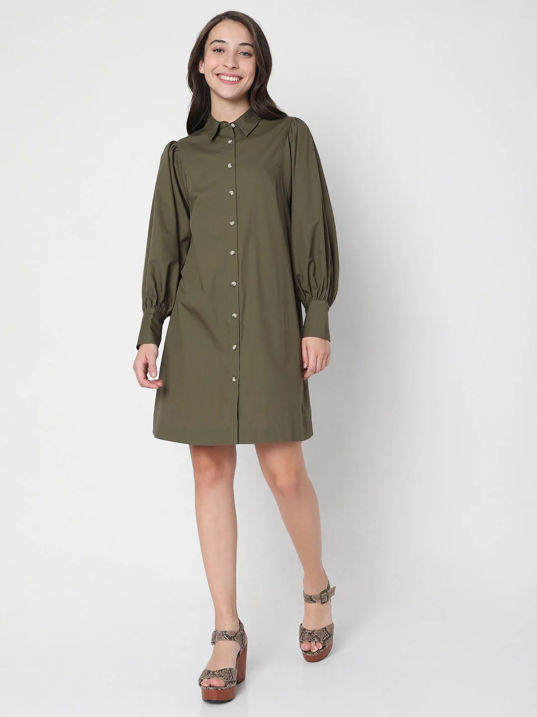 Green Button Down Dress - Image 5