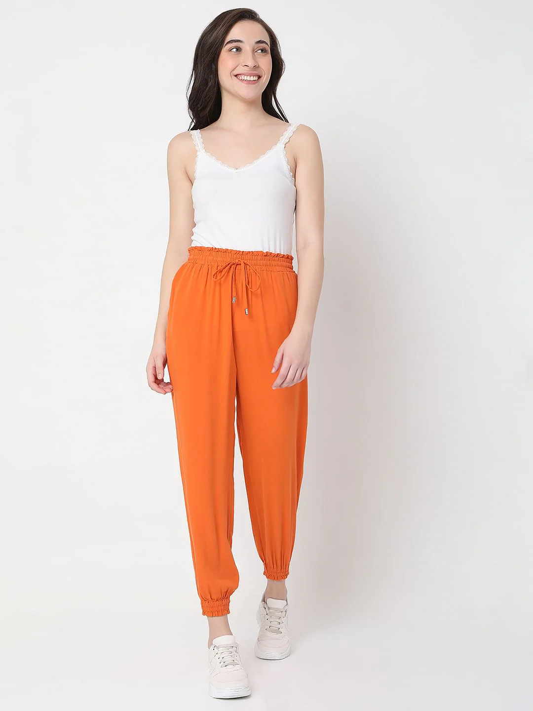 Orange Mid Rise Cargo Pants - Image 5