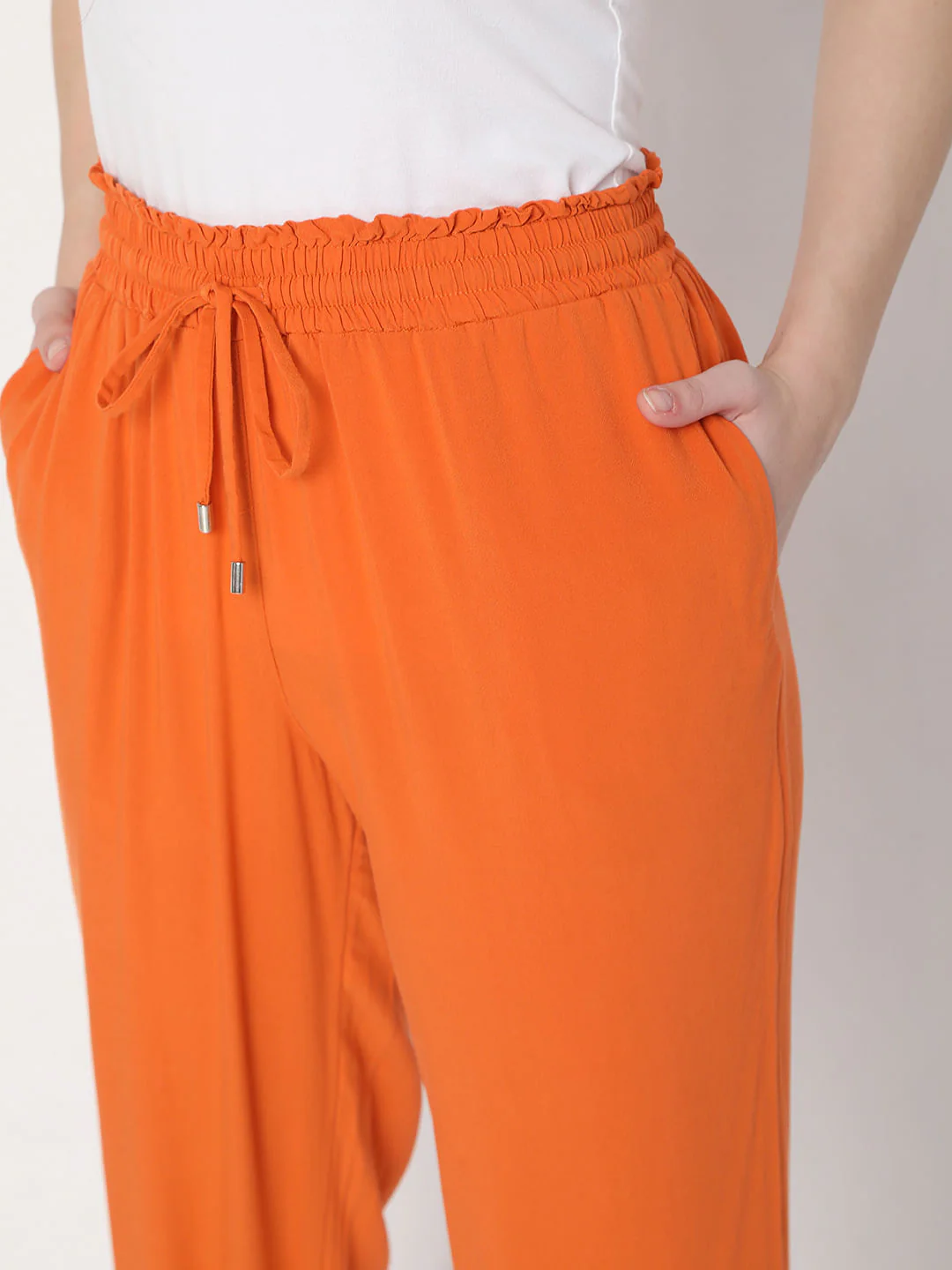 Orange Mid Rise Cargo Pants - Image 6