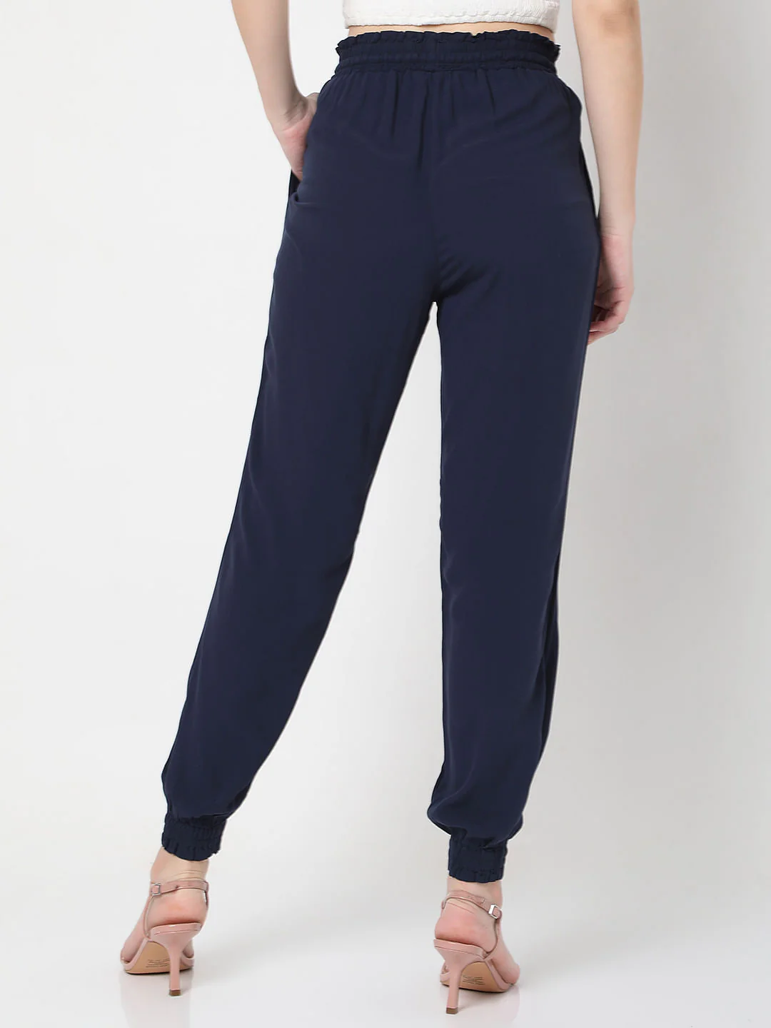 Navy Blue Mid Rise Cargo Pants - Image 4