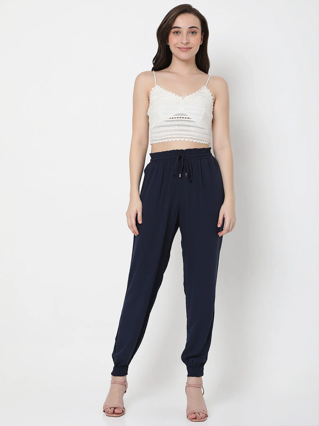 Navy Blue Mid Rise Cargo Pants - Image 5
