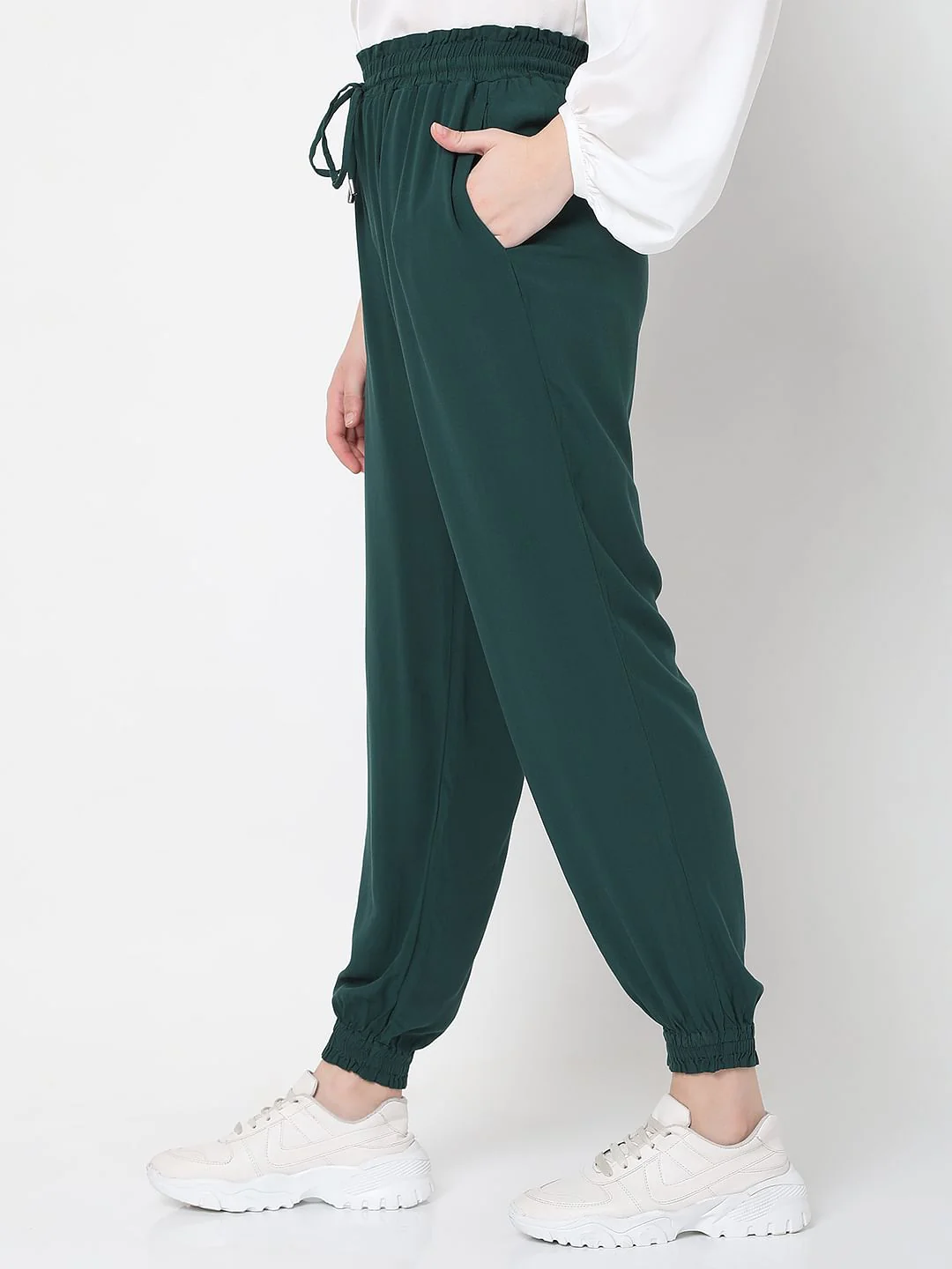 Dark Green Mid Rise Cargo Pants - Image 3