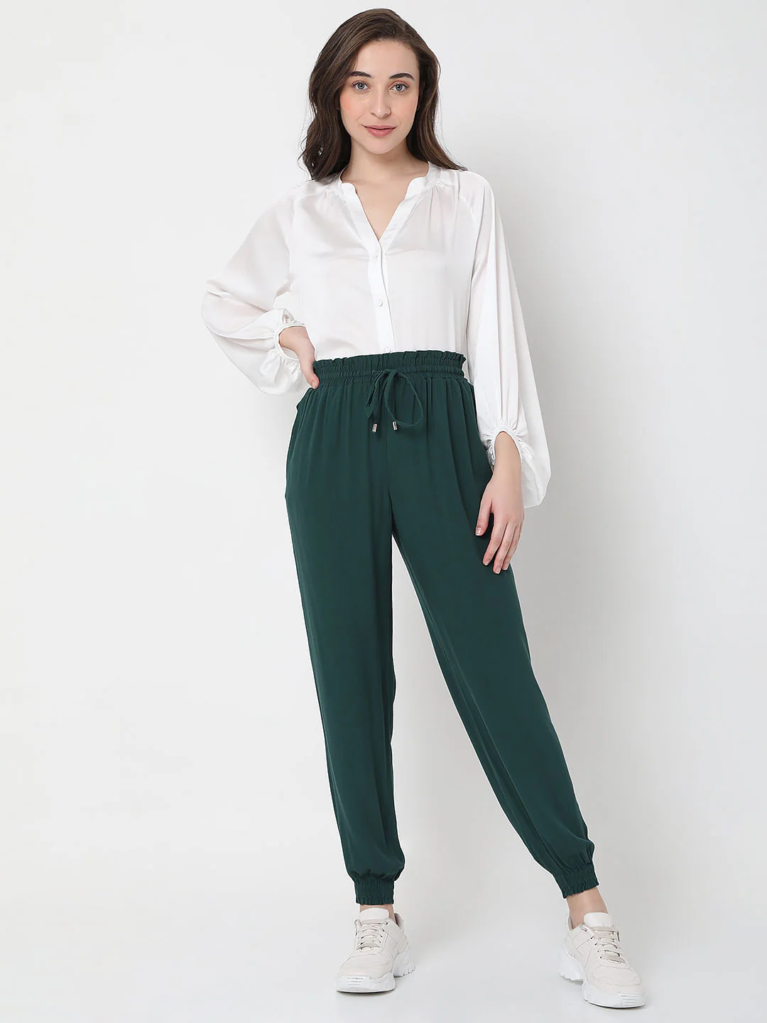 Dark Green Mid Rise Cargo Pants - Image 5