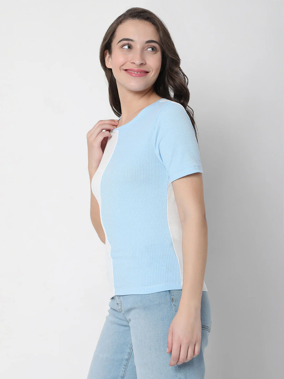 White Colourblocked Knit Top - Image 3