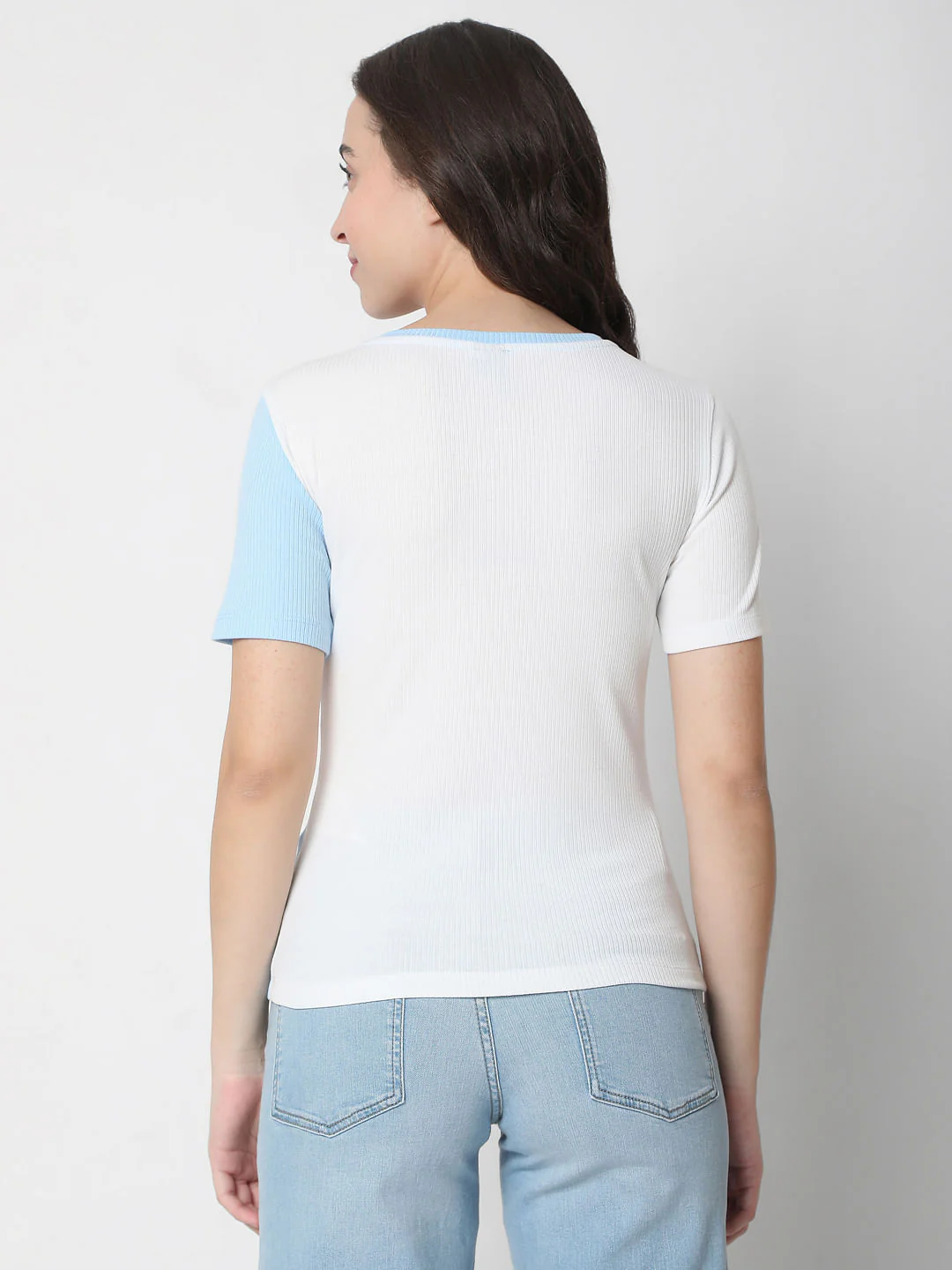 White Colourblocked Knit Top - Image 4