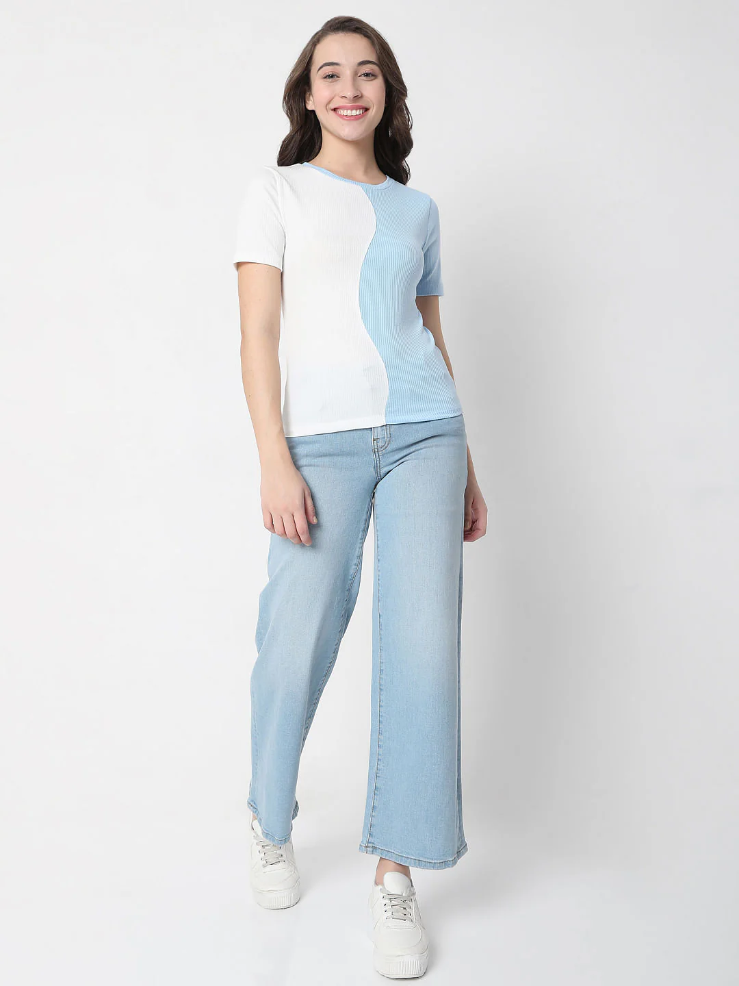 White Colourblocked Knit Top - Image 5