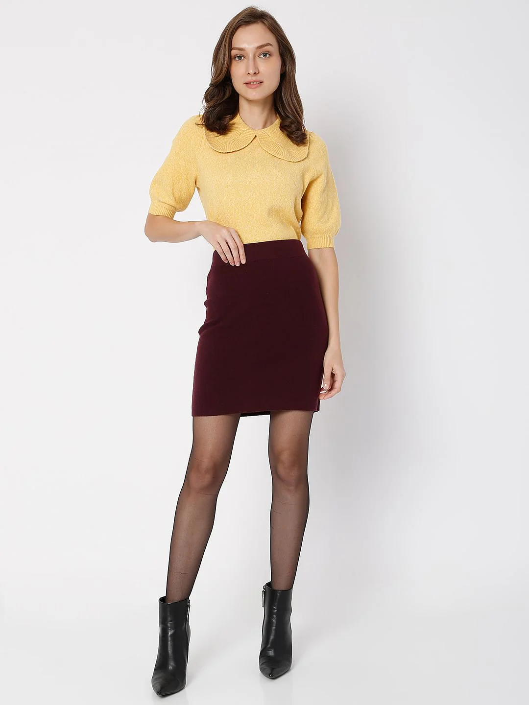 Wine High Rise Bodycon Skirt - Image 6