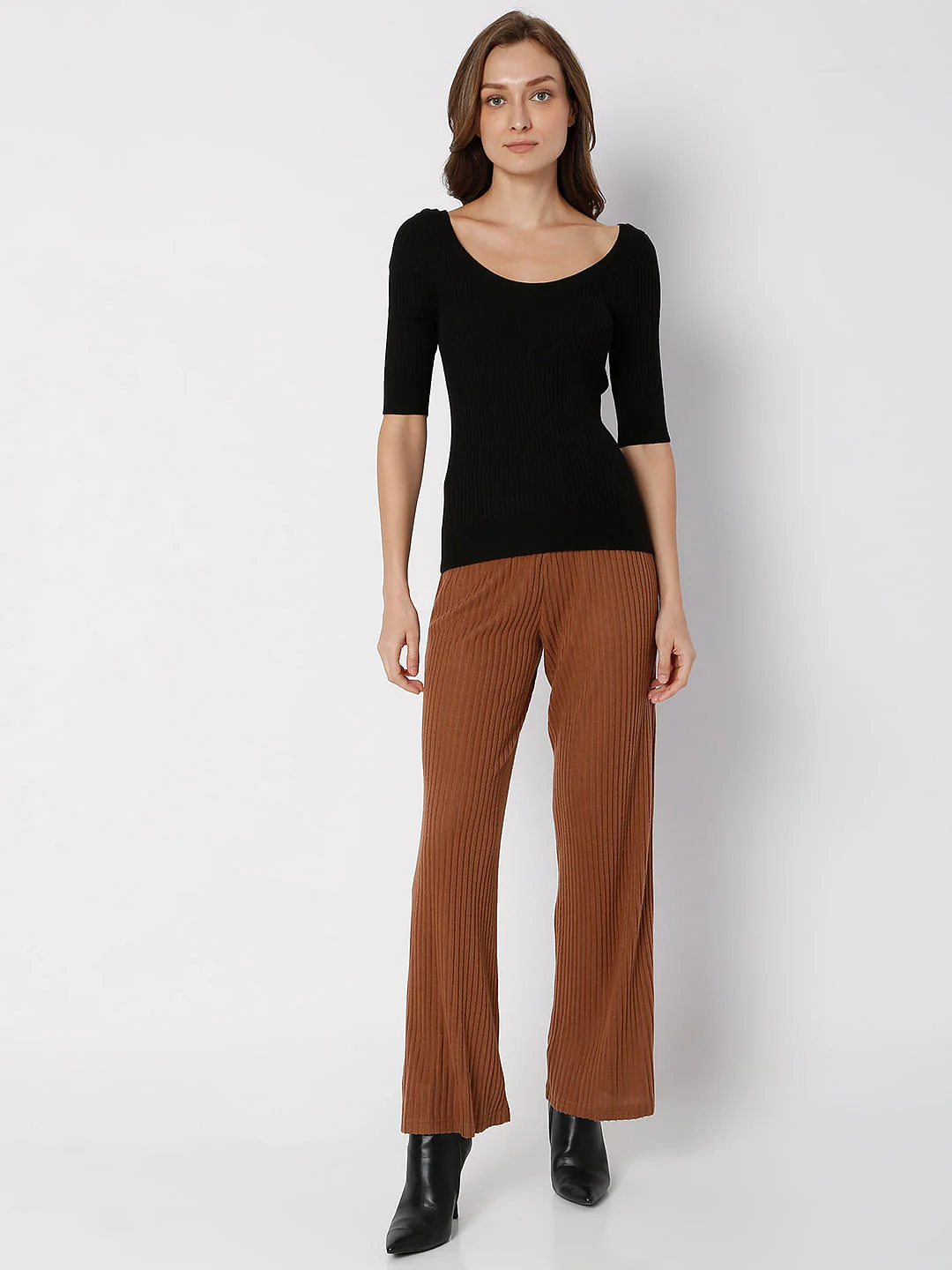 Black Ribbed Knit Top - Image 5